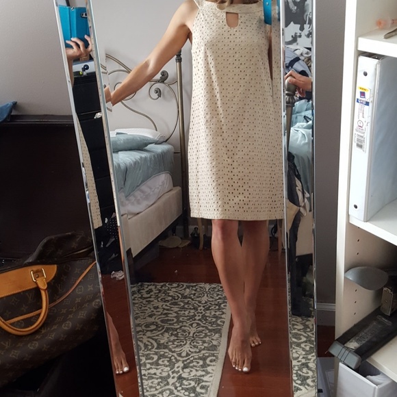 White House Black Market Sand Eyelet Shift Dress - Picture 7 of 7